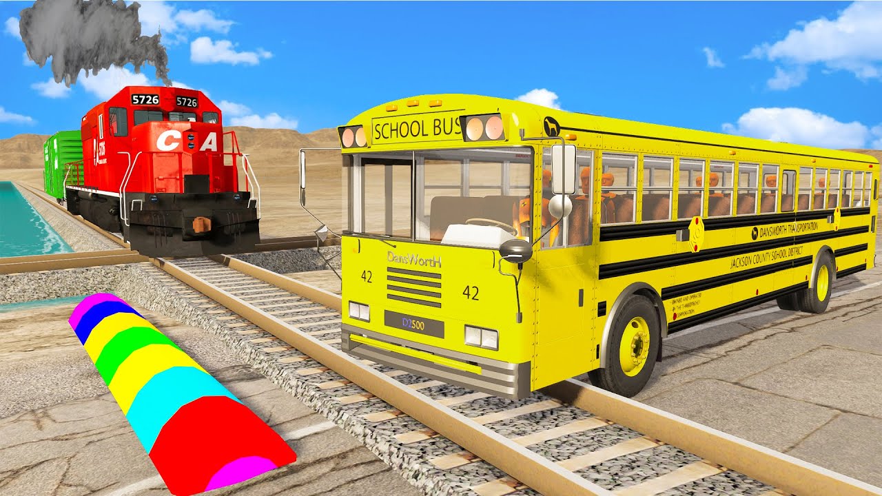 Trains vs bus on rails BeamNG YouTube