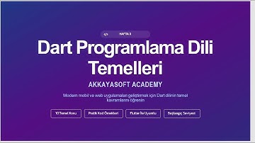 Hafta 3 : Dart Operatörler ve Kontrol Yapıları 1