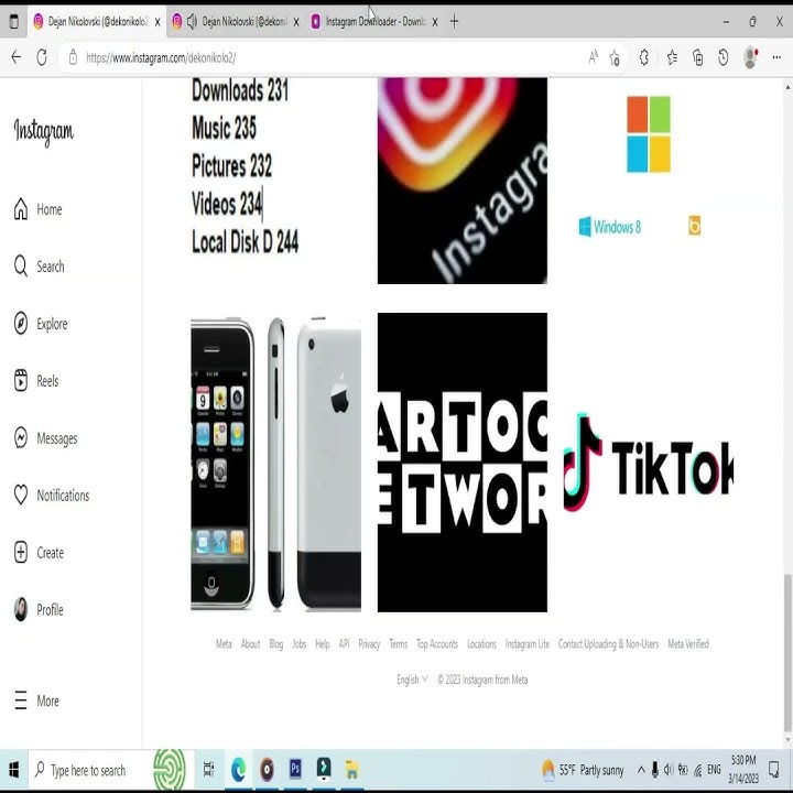 Short tutorial for downloading content from public Instagram profile with the online tool Snapinsta