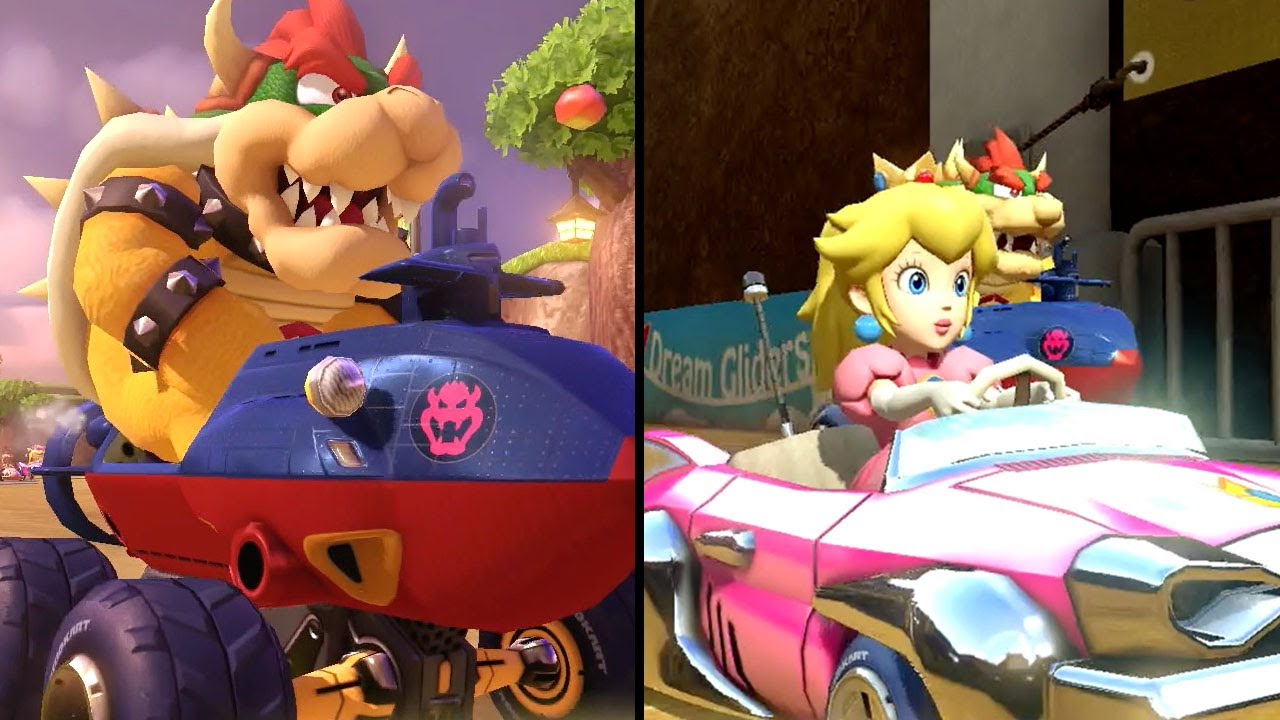 Mario Kart 8 Deluxe - Multiplayer - Bowser vs Peach (Leaf Cup 150cc)