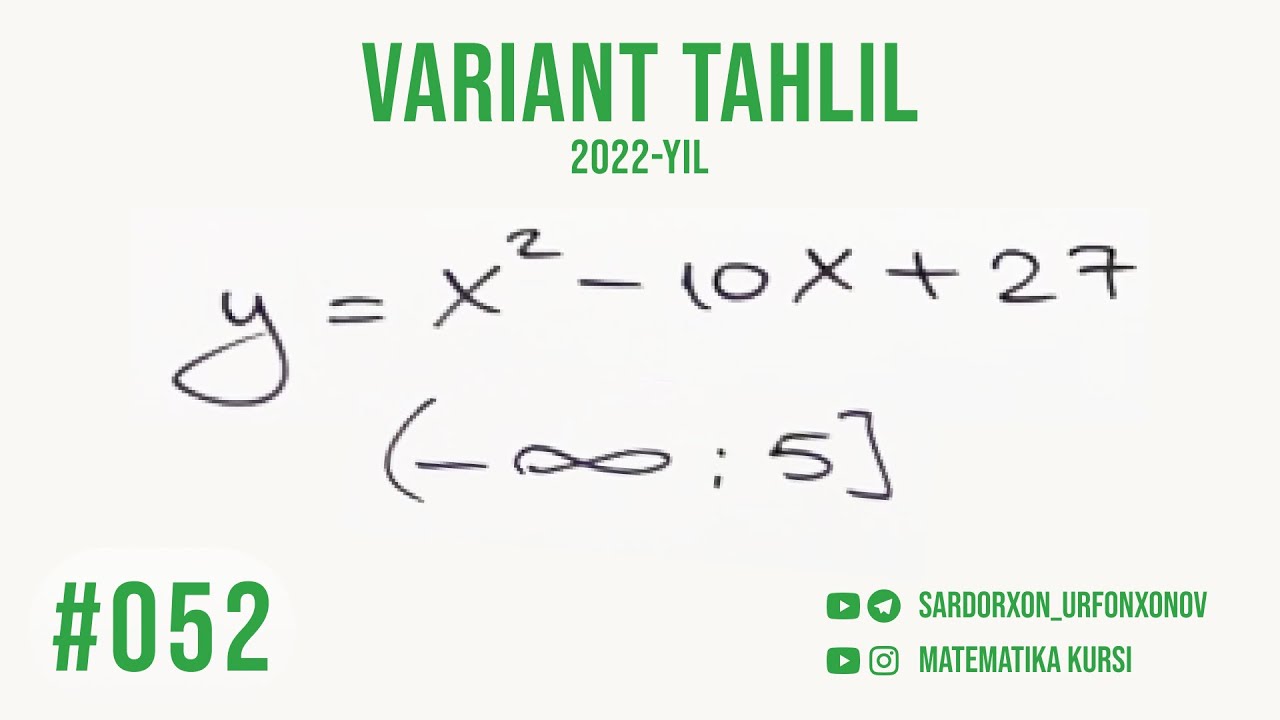 052 Misol   [ Variant tahlil ]