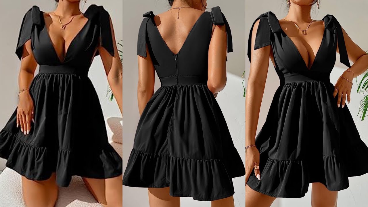 black plunging v neck ruffled a-line cocktail dress reviews Mariposa Plunge Cowl Neck Floor Length Dress in Black main image 1