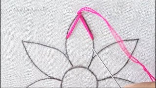Hand Embroidery, Flower Embroidery Tutorial, Easy Flower Embroidery Design, Easy Fishbone Stitch