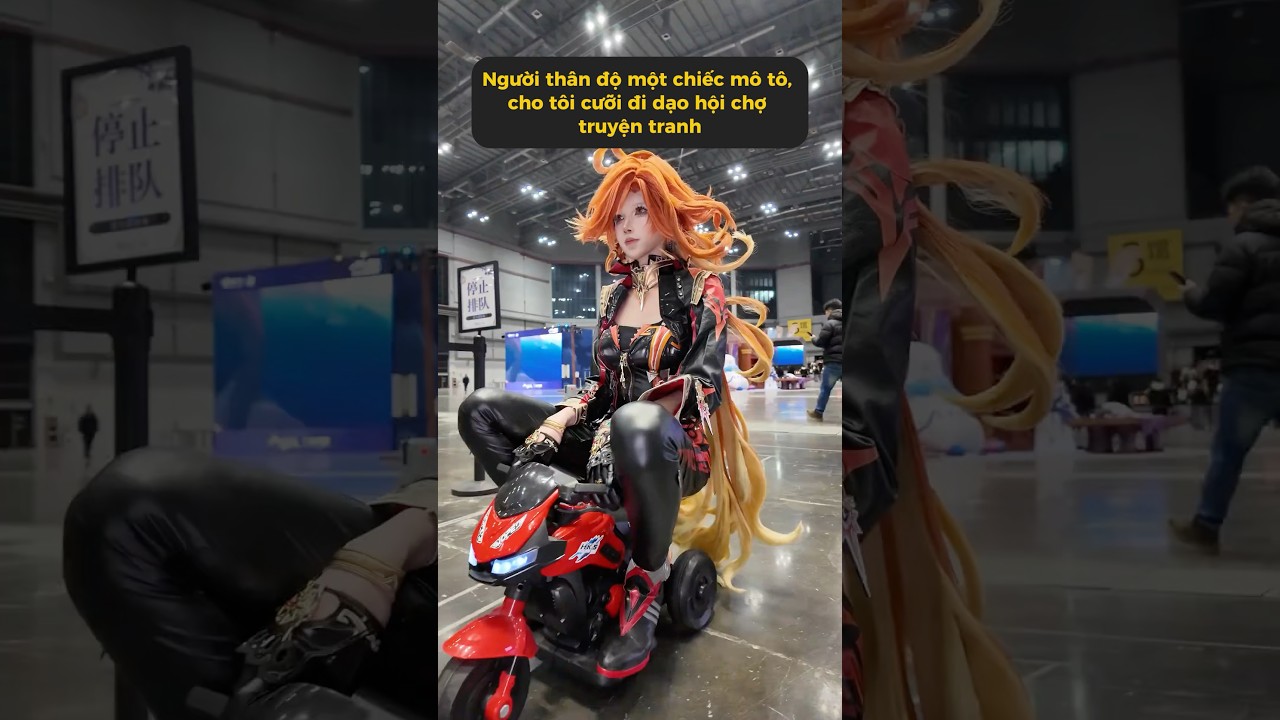Tôi cứ thế cưỡi mô tô đi dạo hội chợ truyện tranh #meowcosplay #shorts