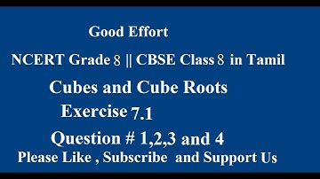 NCERT Grade 8 || CBSE Class 8 - Cubes and Cube Roots Exercise 7.1 Question # 1,2,3 in Tamil