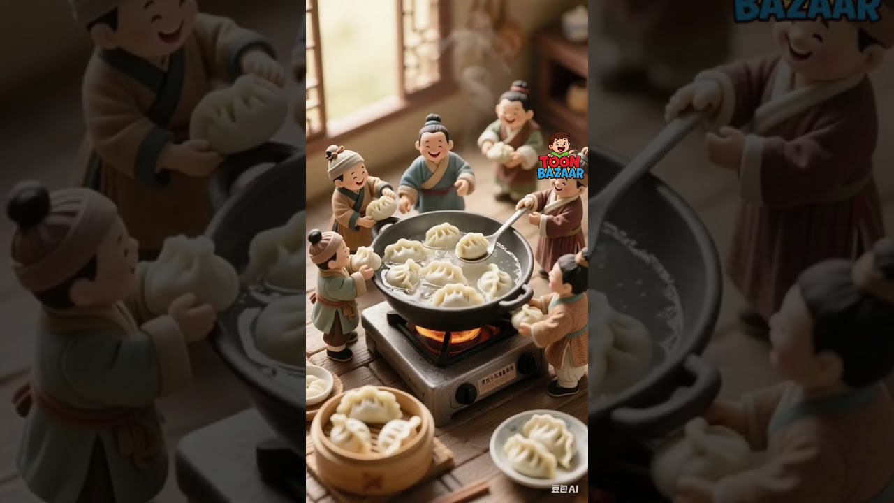Tiny Chef Magic: Cute Cartoon Characters Making Dumplings! 