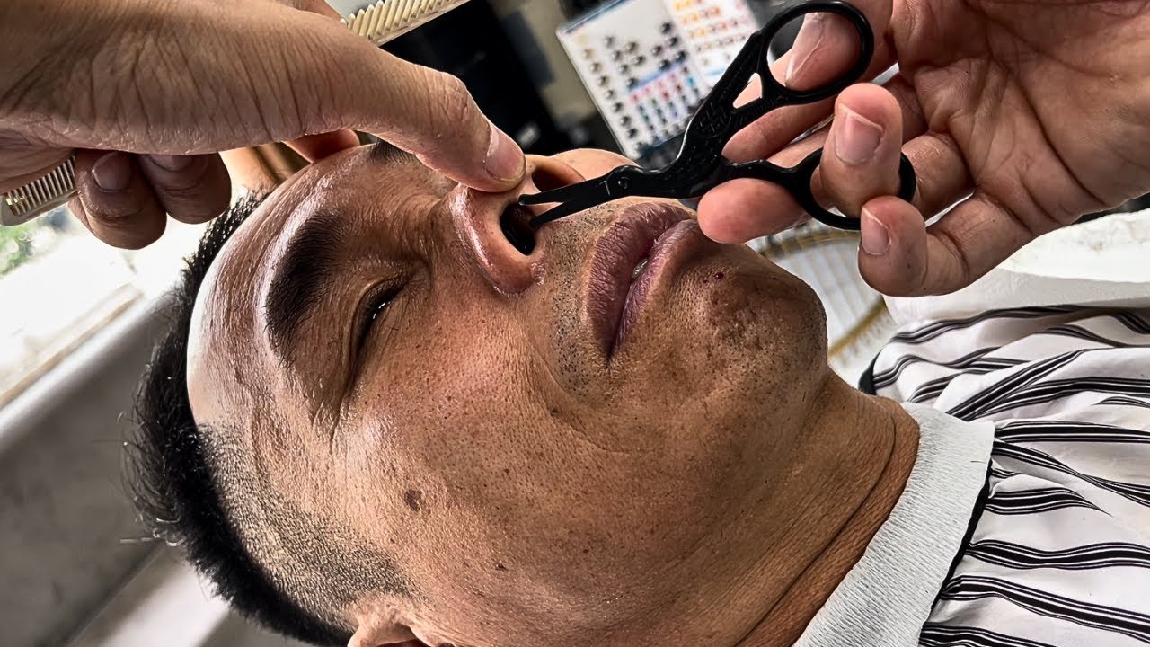 ASMR 👨‍🦳 SATISFACTION AND SLEEP EASY | NOSE HAIR TRIMMING AND SHAVING FOR MEN