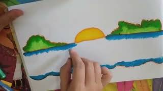Menggambar tema rekreasi pantai bag 1