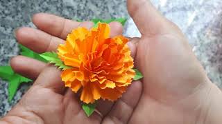 Cách làm hoa giấy dán tường | Paper Flower Wall Hanging | Craft Paper Marigold | Van Craft DIY