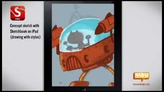 Concept sketch with Sketchbook on iPad (drawing with stylus/pen) - video #2