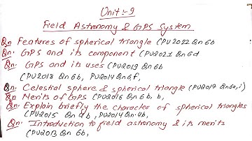 Field Astronomy and GPS system | Unit:9 | Prashant YT | BE Civil | Surveying 2nd | 4th Sem |