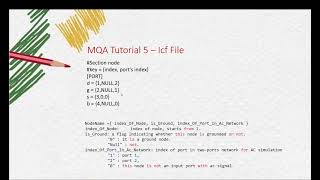 MQA tutorial -  Icf File and Var File