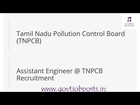 Assistant Engineer TNPCB | TNPCB Assistant Engineer 2020 | TNPCB Vacancy