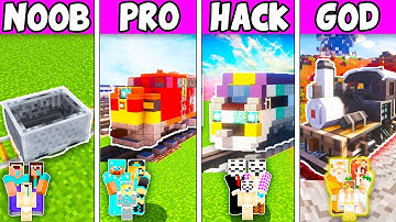 Minecraft: FAMILY EPIC TRAIN CHALLENGE - NOOB vs PRO vs HACKER vs GOD in Minecraft Animation