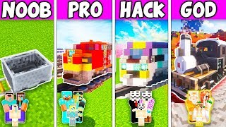 Minecraft: FAMILY EPIC TRAIN CHALLENGE - NOOB vs PRO vs HACKER vs GOD in Minecraft Animation