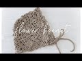【かぎ針編み】大人可愛いボンネット♪お花モチーフで可愛いクラシカルスタイル☆/How to Crochet a Bonnet for Adults