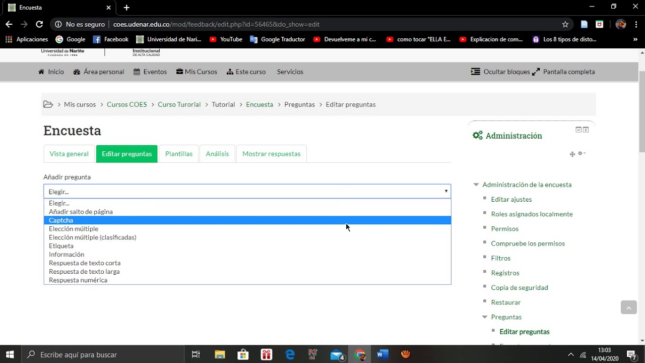 Encuestas en Moodle.