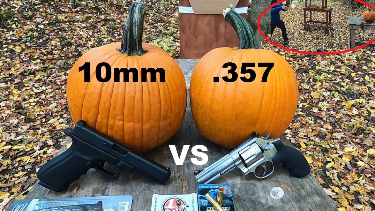 10mm VS 357 Mag VS PUMPKINS YouTube