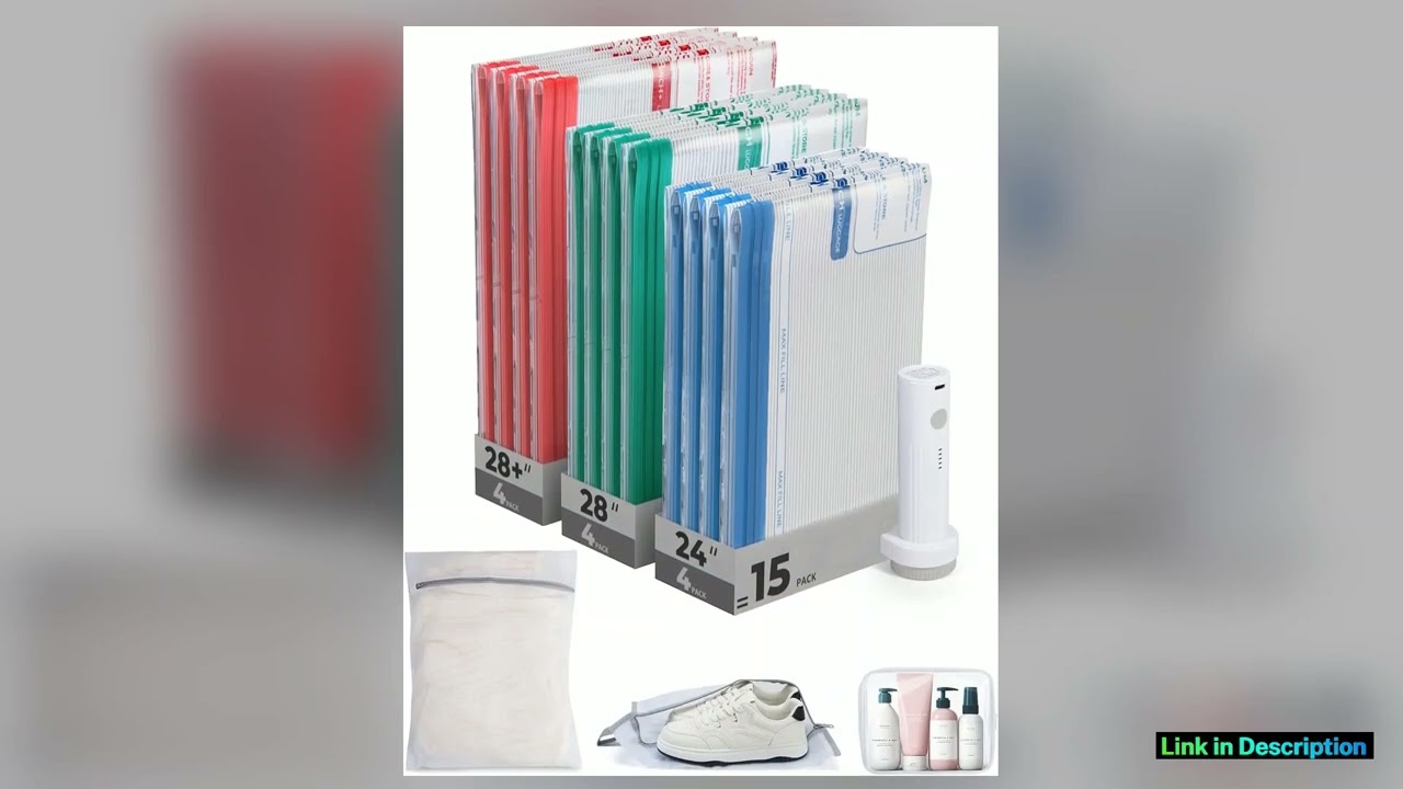 Portable Vacuum Storage Bags with Rechargeable Pump 15 Pack Space Saver for Travel Home Seal