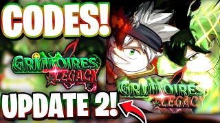 Update 2 All Codes For Grimoires Legacy Roblox Grimoires Legacy Codes