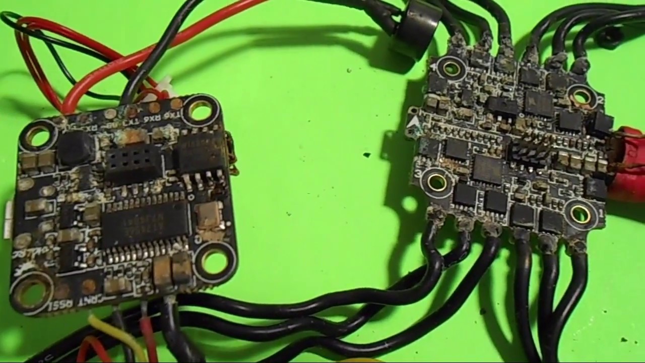 HGLRC XJB F428 & RDQ 2205 Motors - Water Damage Closeup - TOTAL LOSS!