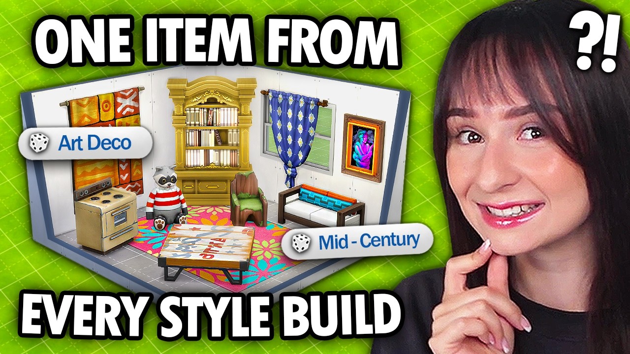 Every room has ONE ITEM from EVERY STYLE build challenge in The Sims 4