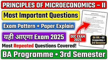 3rd Semester PRINCIPLES OF MICROECONOMICS II Question Paper | BA 3rd Semester GE Economics DU SOL