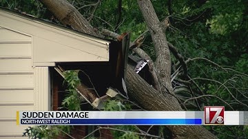 Fast-moving storm knocks trees onto homes in Raleigh neighborhood