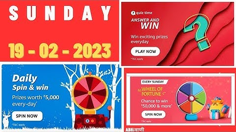 Amazon Today Quiz Answers || Amazon Daily Quiz Answers Today || 19 February 2023 || Sunday || APay