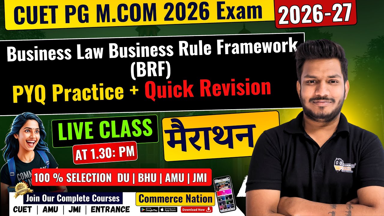 CUET PG M.Com 2026 Business Law Business Rule Framework (BRF) | PYQ ...