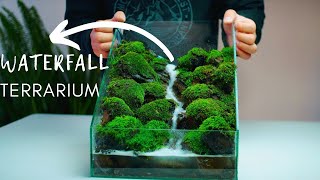 i made a mossy stones terrarium waterfall, simple & easy