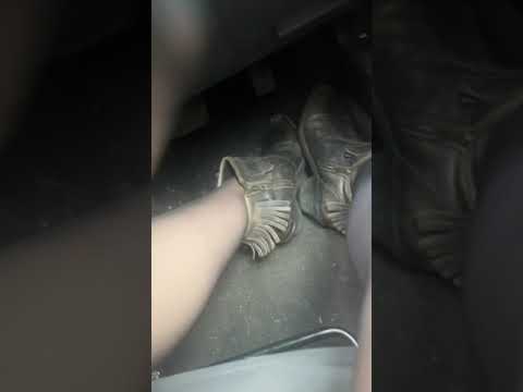 Pedal pumping cowboy boots and dusty nylons
