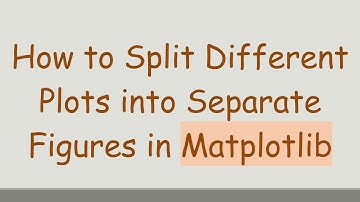 How to Split Different Plots into Separate Figures in Matplotlib