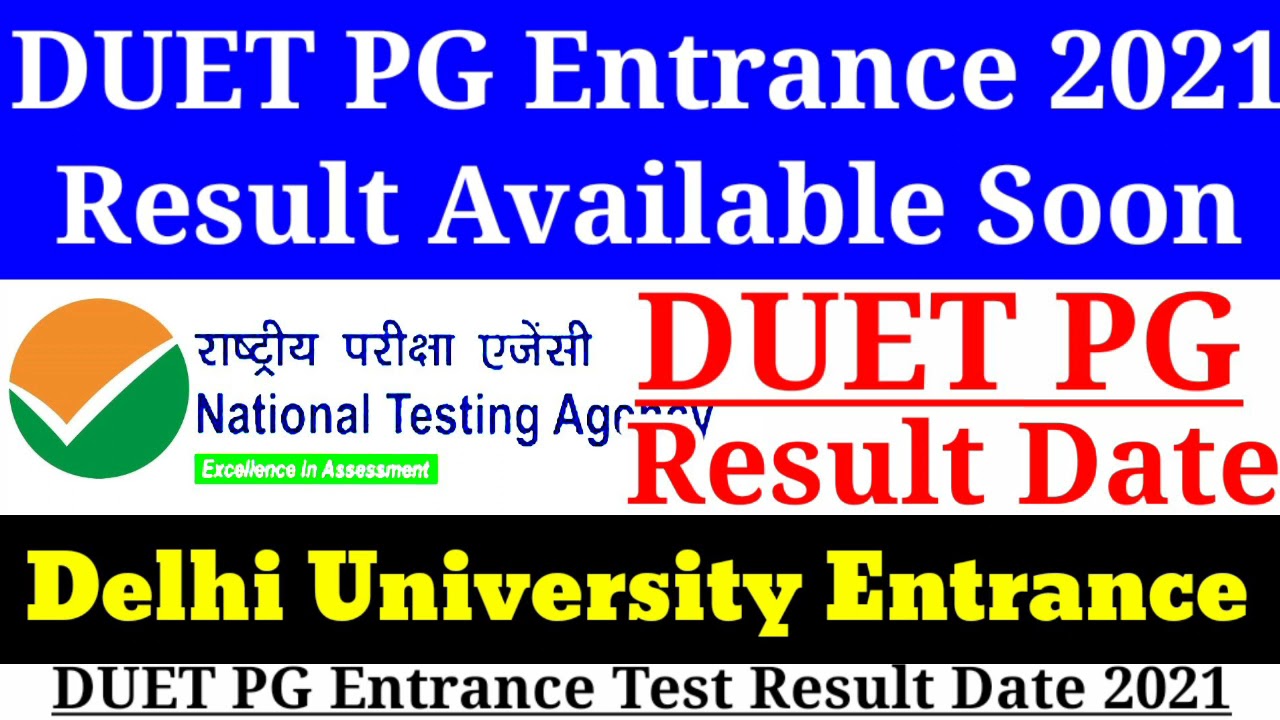 Delhi University PG Result 2021, DUET PG Result Date 2021, DUET PG Ka Result Kab Aayega, DUET Result