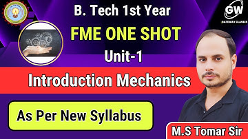 FME UNIT_1 I ONE SHOT REVISION VIDEO I Introduction Mechanics I by Mahendra Singh Tomer
