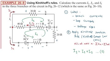 Using Kirchhoff Rule: Step-by-Step, Solved Example. Physics. DC Circuits.  Junction and Loop Rule