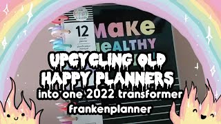 Setting up my 2022 Transformer Frankenplanner Happy Planner with some pastel goth rainbow mods!