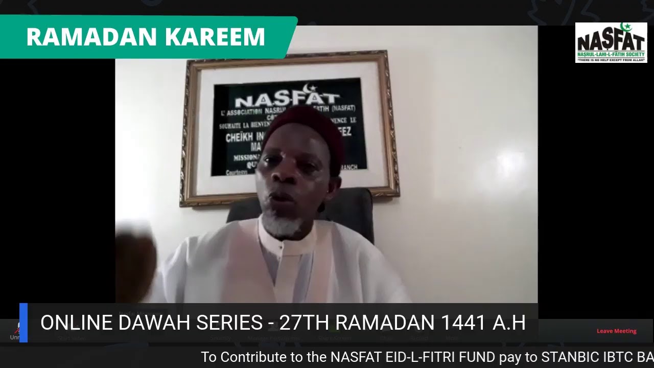 ONLINE DAWAH SERIES - 27TH RAMADAN 1441 A.H - YouTube