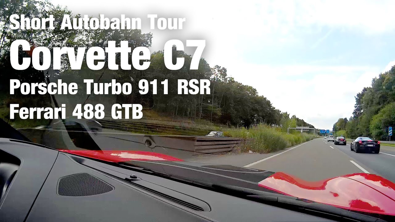 Short Autobahn Tour Following A Ferrari 488 Gtb And A Porsche Turbo Rsr