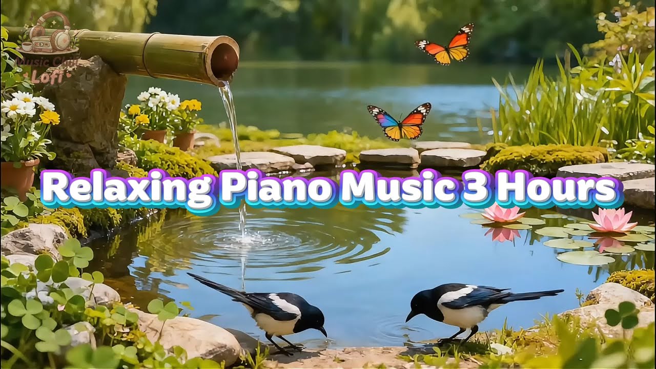 3 Hours Peaceful Nature Sounds & Soft Piano 🌿 Water Flow, Birds & Butterflies | Deep Relaxation