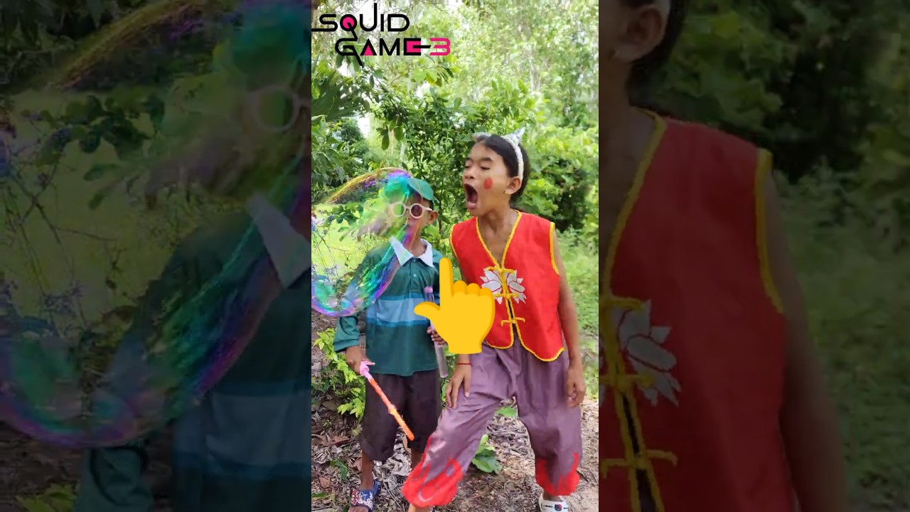 Squid Game Doll 3 Play with sister😲🍭