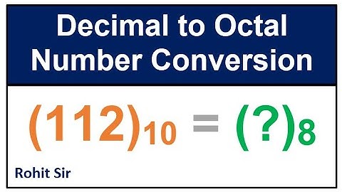 Decimal to Octal  Conversion In Hindi | How to Convert Decimal to Octal  By Rohit shanu