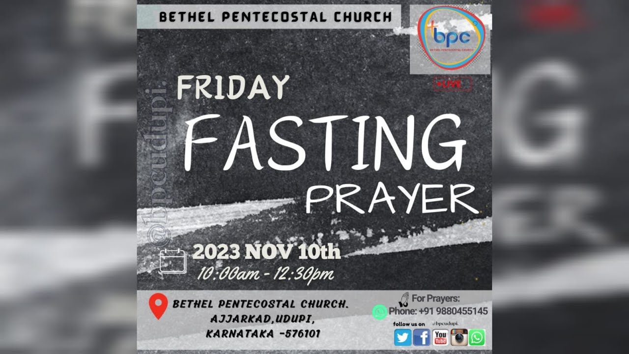 FRIDAY FASTING PRAYER | BPC | Udupi | LIVE | 10-11-2023 - YouTube