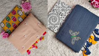 🌻 Kadhi Cotton saree collection 💐Saree with same colour running 🥰Extra kalamkari blouse blouse 🍁 screenshot 5