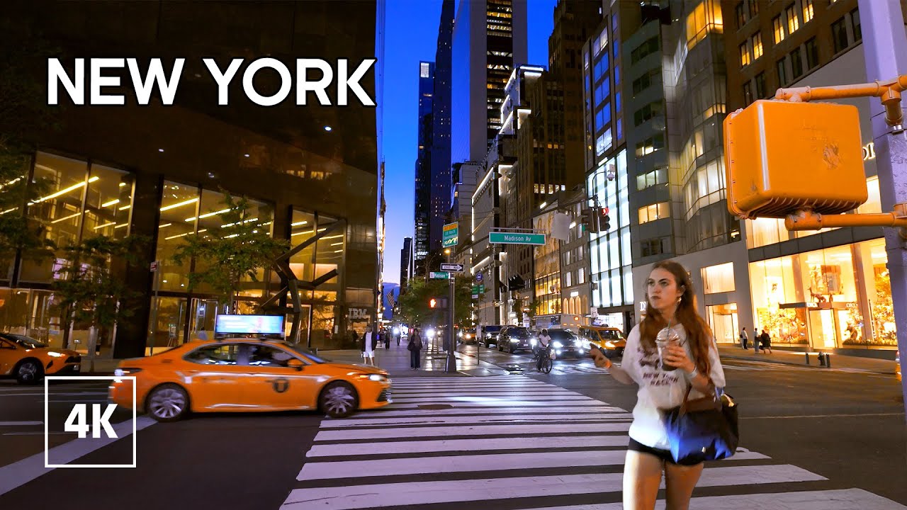 New York, Amerika Serikat | Midtown Manhattan | Jelajah Kota Malam 4K