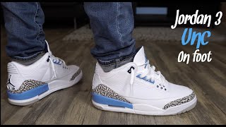 Jordan 3 Unc Review On Feet 4k Youtube