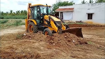 JCB Dozer Machine Pushing Soil and Leveling Land - JCB 3DX Machine Working