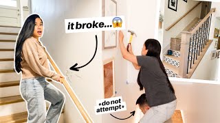 making over my BROKEN STAIRCASE w/ DIY upgrades *ON A BUDGET*