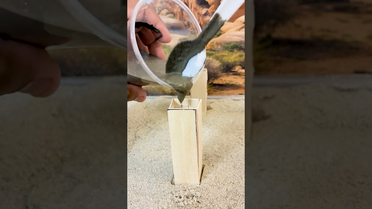 Pouring Concrete Columns for a DIY Mini House 