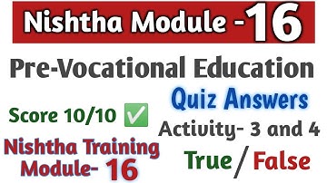 Nishtha Module 16 English Medium | Pre-Vocational Education